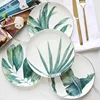 Wholesale presentable pattern round gold rim dinner porcelain dinning set plate for hotel