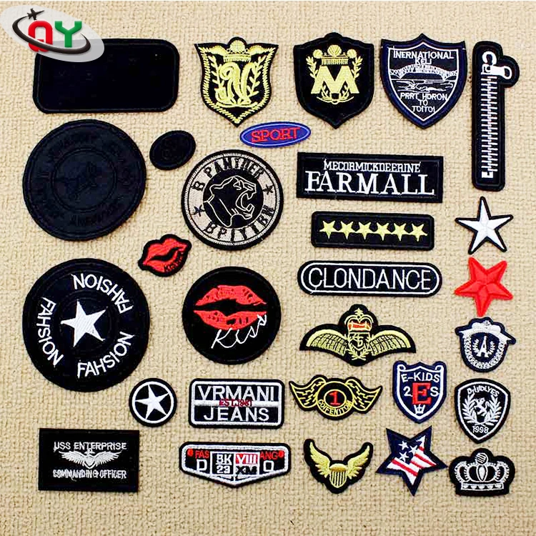 2019最新设计编织刺绣补丁齿轮形状黑铁定制刺绣补丁装饰