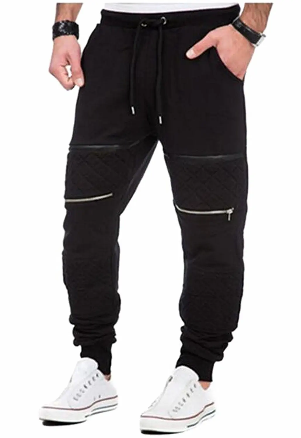 Lutratocro Mens Winter Cargo Sueded Elastic Waist Full Length Jogger Pants