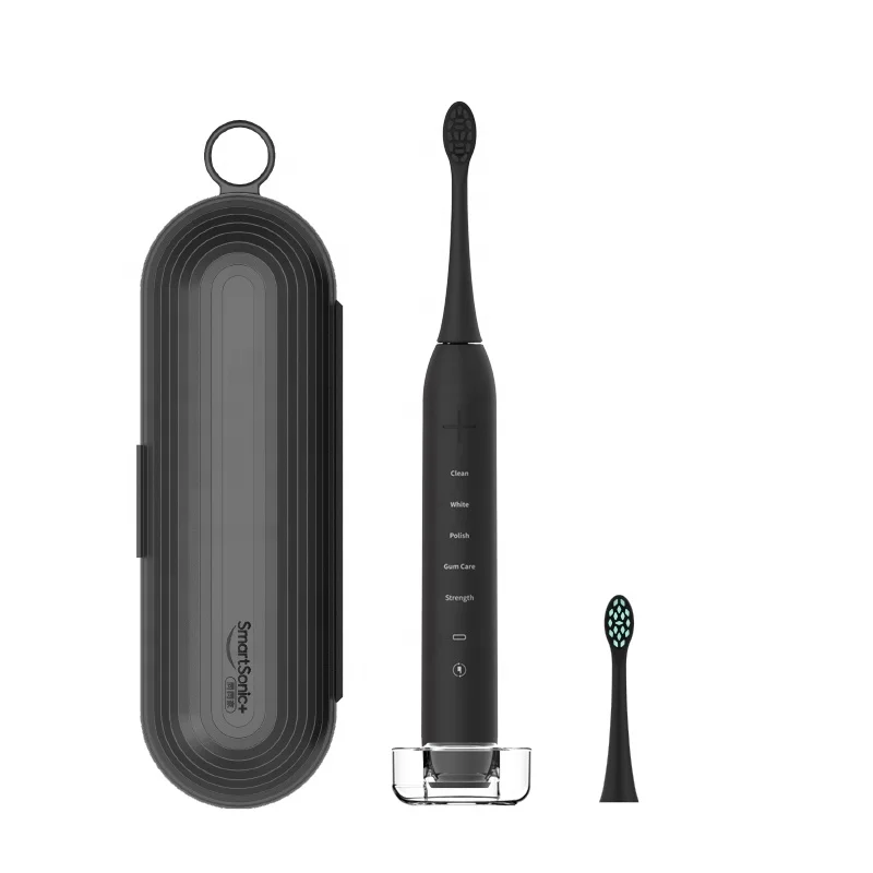 
Waterproof IPX7 Wireless Rechargeable Dupont Brush Black Ultrasonic Electric Toothbrush 
