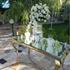 4 Legs Gold Metal Frame Mirror Glass Top Luxury Stainless Steel Table