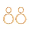 Luxury Women Body Jewelry Gold Plated Geometric Earrings Different Size Double Rings Circle Stud Earrings