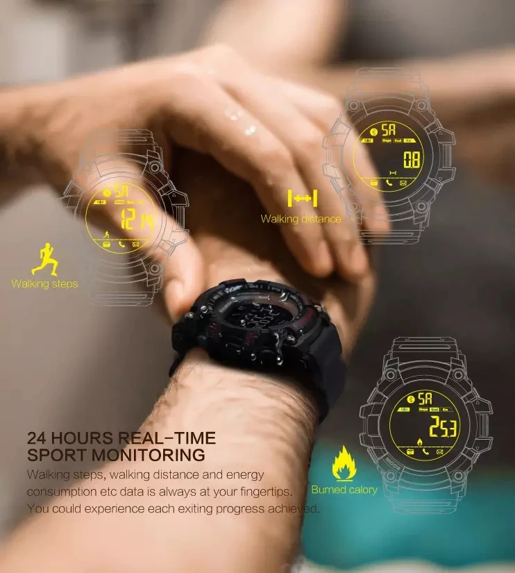 2019 new coming EX16 smart watch 5ATM IP67 Waterproof Smartwatch Pedometer Stopwatch Alarm Clock LONG TIME STANDBY