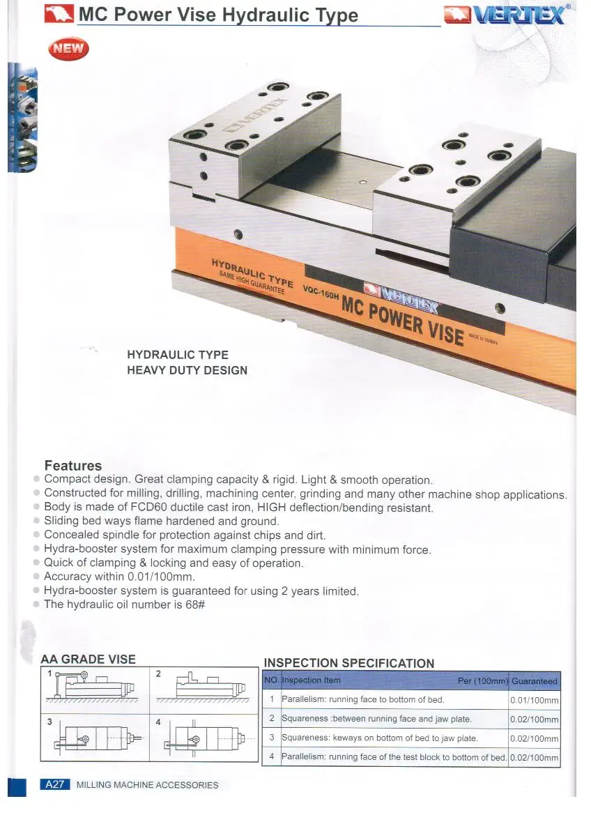 Taiwan VERTEX VQC125H Hydraulic Vise/Machining Center Hydraulic Vice 5