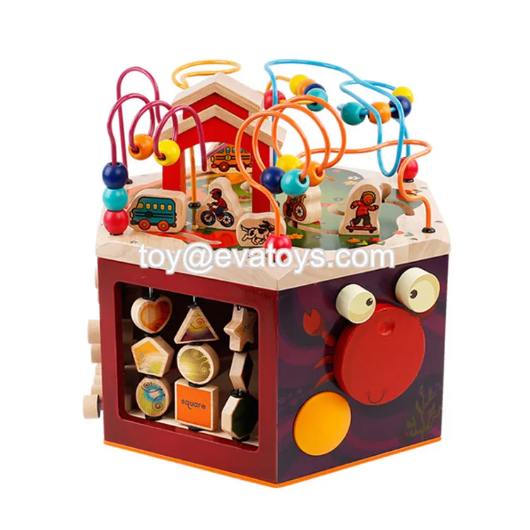 large wooden activity cube