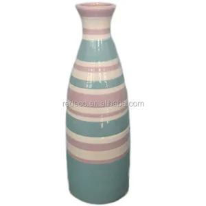 Customized Home Decor Painting Designs Clay Flower Vase Colourful