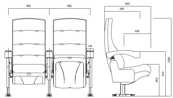 Габариты кресла в кинотеатре