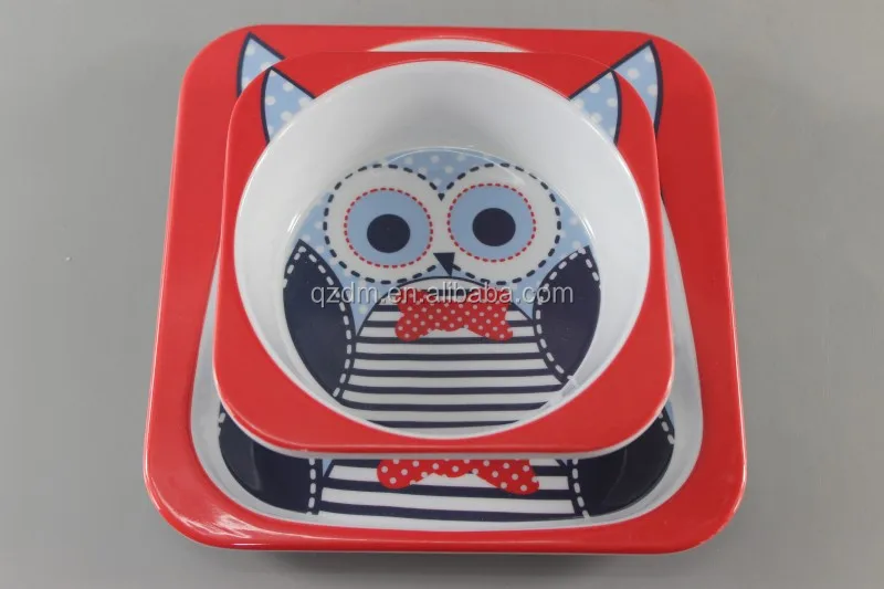2pcs Square Melamine Kid's Dinnerware set , melamine Baby dinner set