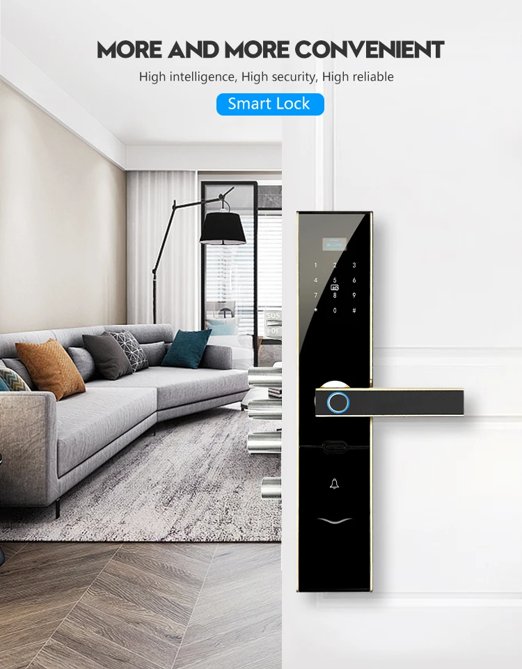 High quality wooden sliding door sliding door digital fingerprint smart unlock
