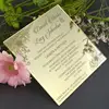 gold mirrored acrylic wedding wedding invitation card with blac printing matching silk invitation box