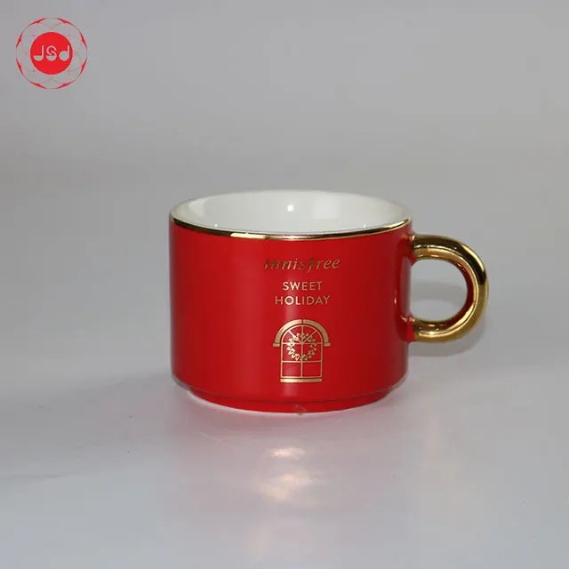 Luxury Drinkware Golden Handle Espresso Coffee Tea Ceramic Cup