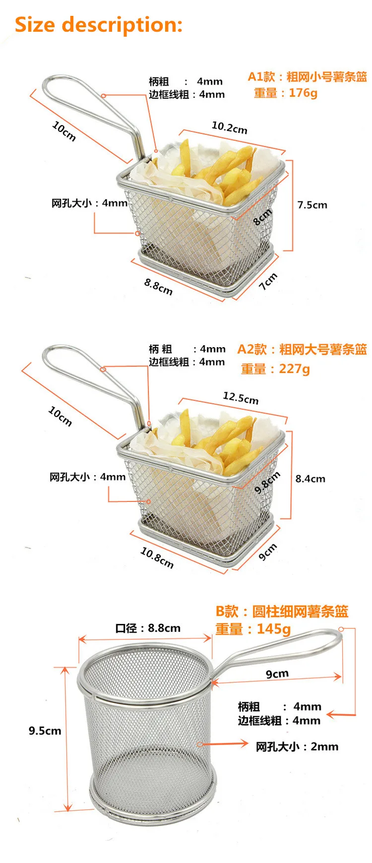 Wholesale Mini Stainless Steel Fryer Serving Food