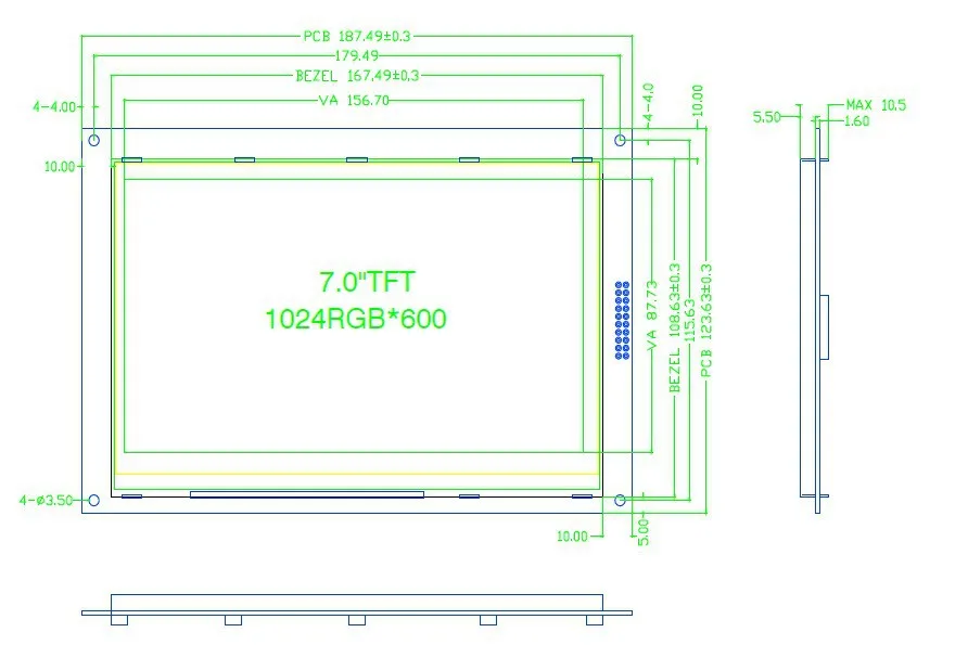 7 Inch 1024x600 Tft Lcd Display - Buy 7 Inch 1024x600 Tft ...