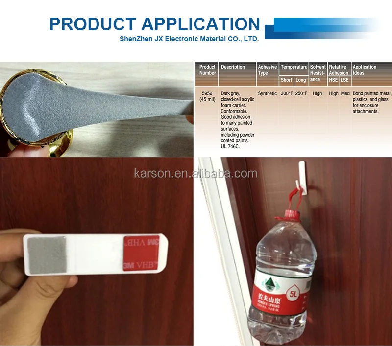 High Adhesion Acrylic Adhesive 3m 5952 Vhb Double Sided Heat Resistant