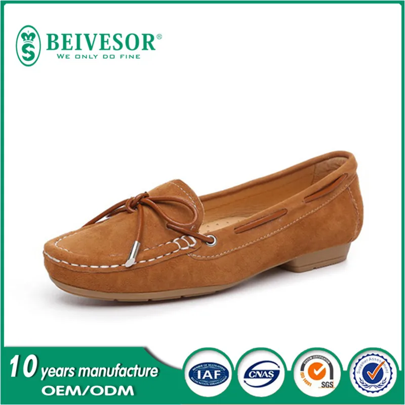 fashionable italian style fashion moccasin suede leather casual shoes for women