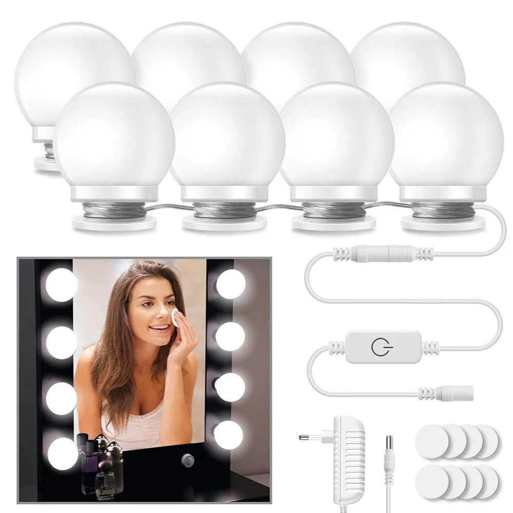Makeup Mirror Vanity LED Light Bulbs lamp Kit 3 Levels Brightness Adjustable Lighted Make up Mirrors Cosmetic lights