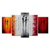 3D Print Hand Drawn HD Abstract Canvas Painting Wall Art 5 Panel / Set Dance Illustrator Oil Painting Printing Modern Home Decor