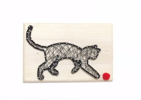 Diy Kit All Hand Made Wooden Decor Funny Cat String Art Buy String Art Kit Product On Alibaba Com