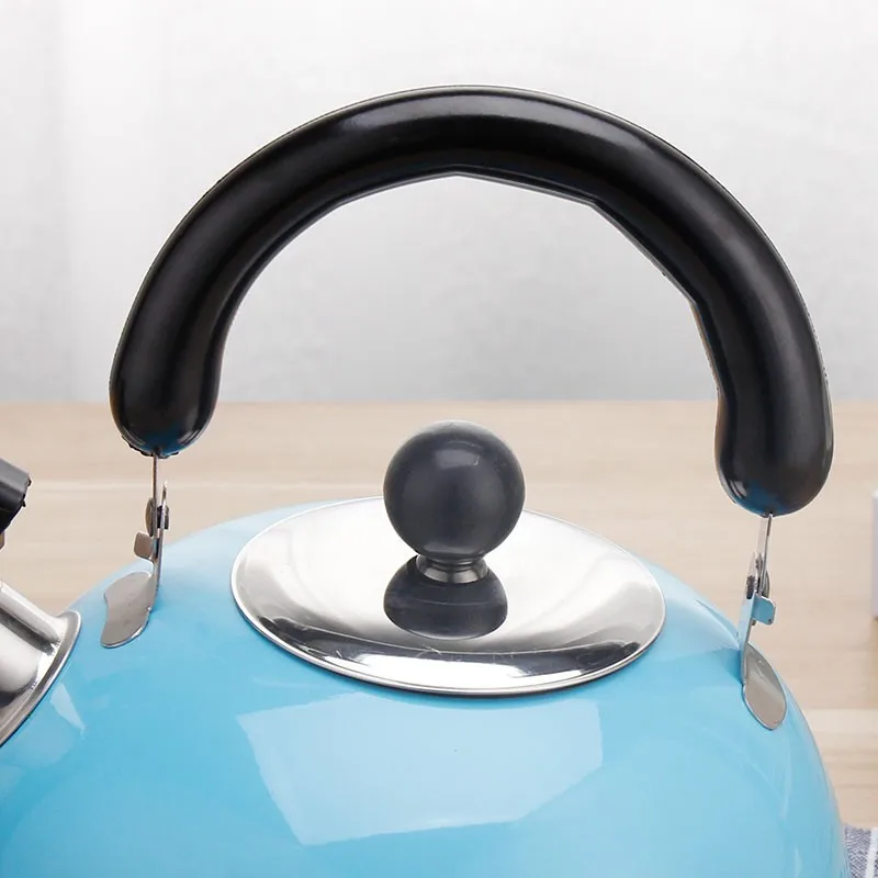 Blue Color Stainless Steel Tea Kettles Whistling Teapot Induction Gas