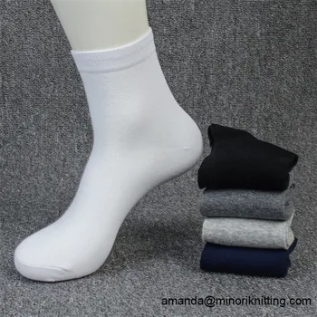 100% Cotton Plain White Men Dress Socks 