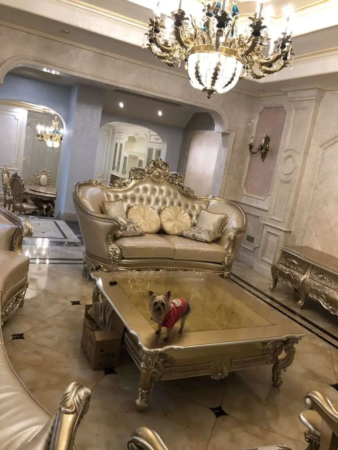 Italian classical luxury living room furniture wood carved royal sofa set
