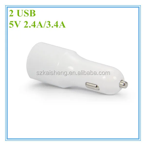 high quality colorful abs fireproof shell output dc 5v 2.4a 3.4a 2 ports usb car battery charger in car