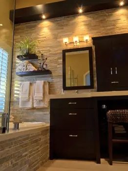 Desert Gold Interlock Linear Strip Contemporary Bathroom Slate Desert Gold Interlock Linear Strip Contemporary Bathroom Slate Mosaic Tiles