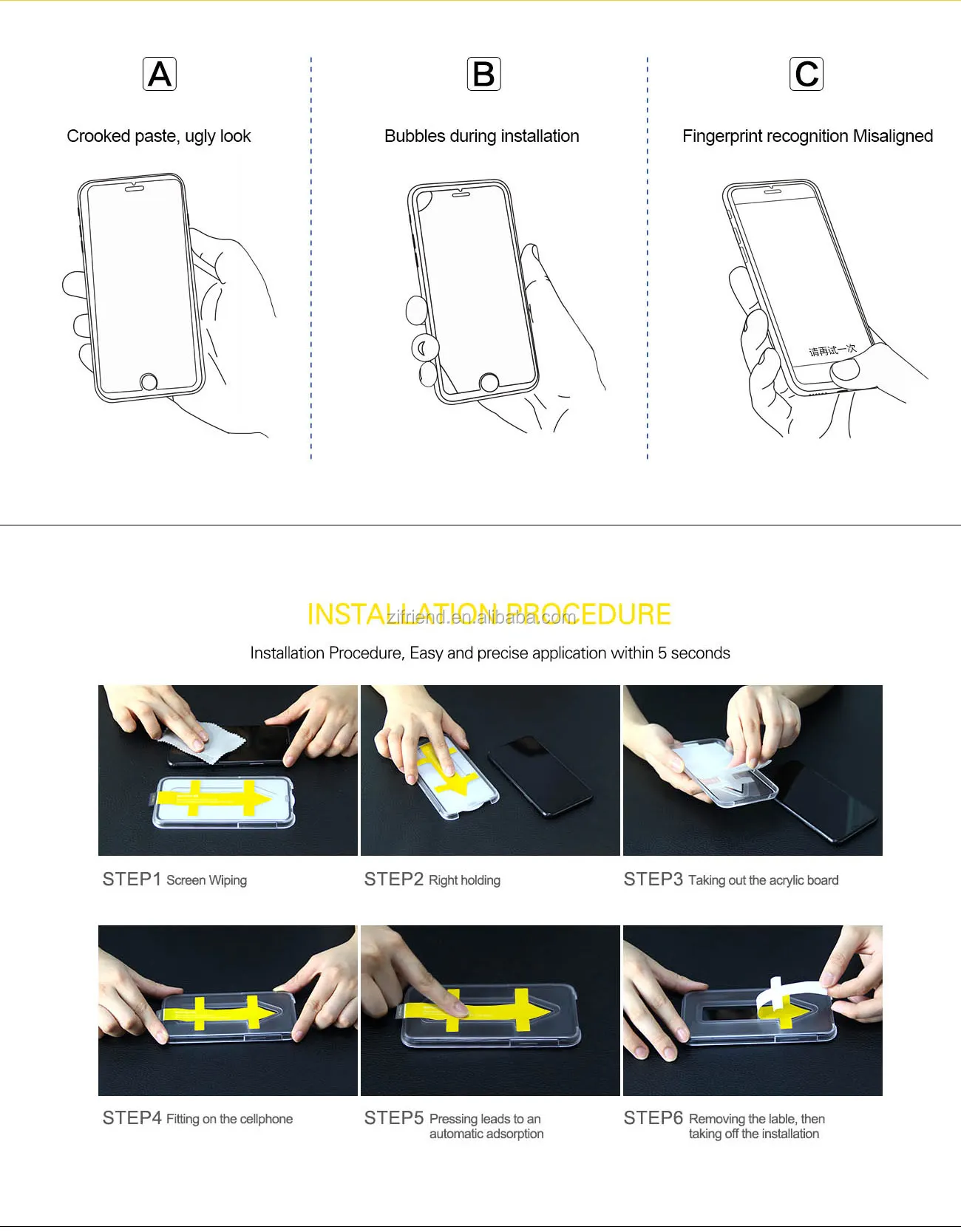 mobile phone accessories  3d glass tempered screen protector with easy install tool for iphone X xs max xr 6 6s 7 8 plus