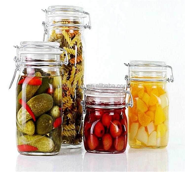 1l 1.5l 2l Glass Canning Jar With Metal Clip,2000ml Glass Canning