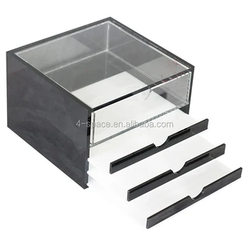 Black Customized Acrylic Lash Box With Drawer Cosmetic Makeup Organizer , Buy Acrylic Lash Box,Customized Acrylic Lash Box With Drawer,Black