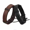 Wholesale custom logo braided wrap men genuine leather bracelet
