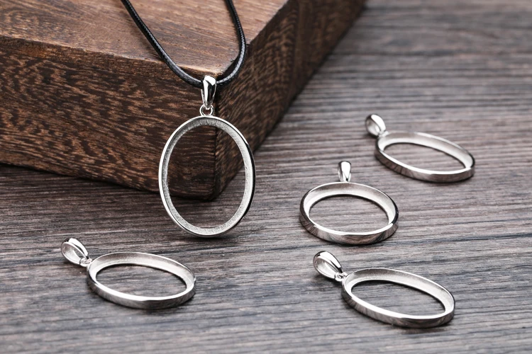 100 Sterlingsilverpendant Blank With Oval Cabochon Base For Man