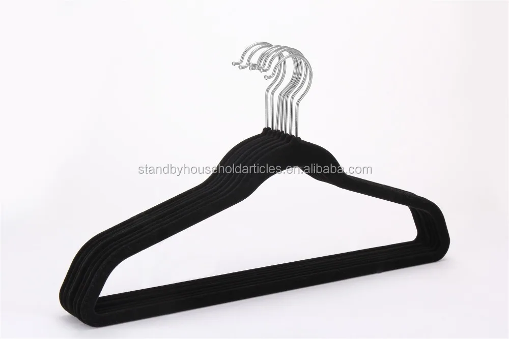 flocked clothes hanger with shoulder pads HM010, View plastic clothes hangers red, STANDBY