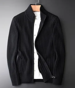 cotton cashmere knitted cardigan zipped sweater with pocket for men cotton cashmere knitted cardigan zipped sweater with pocket for men