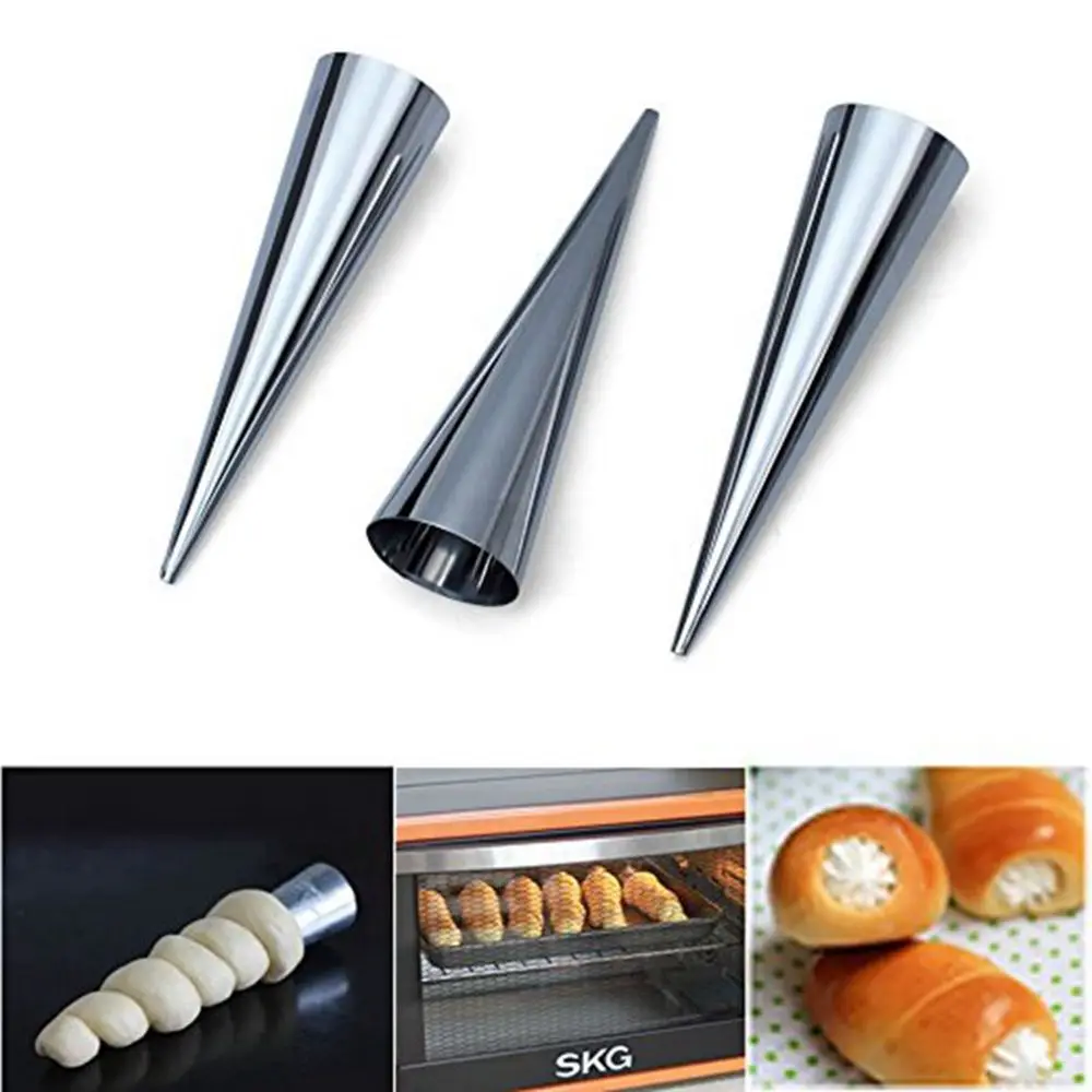 Sweettreats 1 Set/ 3 Pieces Stainless Steel Cream Horn Cases Forms Pastry Dessert Stainless