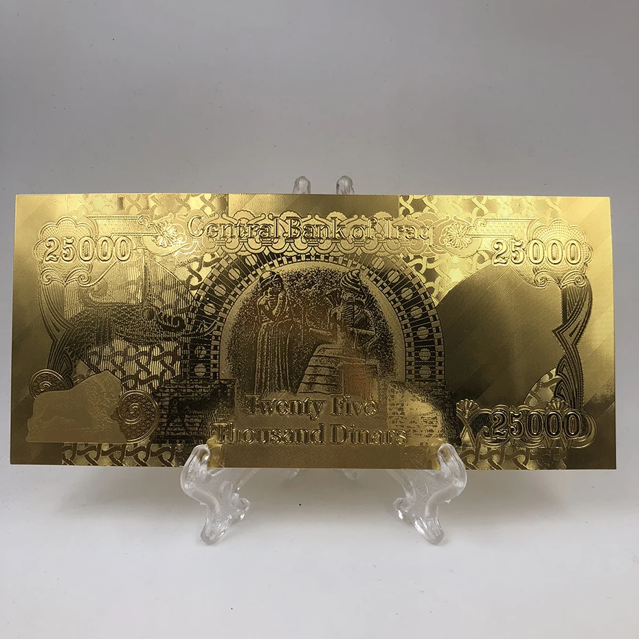 Source Iraq 25000 Dinar Full Gold Foil Banknote with unique