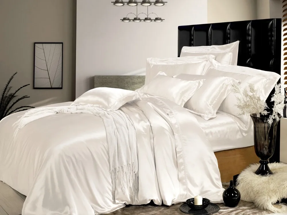 Luxury 19mm Pure Silk Bedding Sheets With OEKO-TEX, Seamless Bed Linen ...