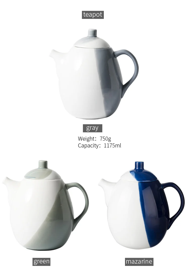 Custom Printed ink Teapot Bulk Porcelain Ceramic Tea pot Sets