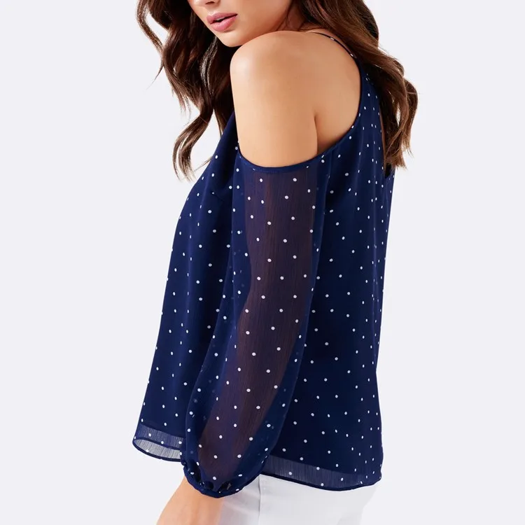 Oem Lunares De Gasa De Manga Larga Nueva Moda De Mujeres El Oem Lunares De Gasa De Manga Larga Nueva Moda De Mujeres El