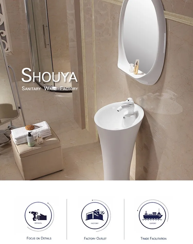 Sanitary Ware Product High Quality Pedestal Face Wash Basin White