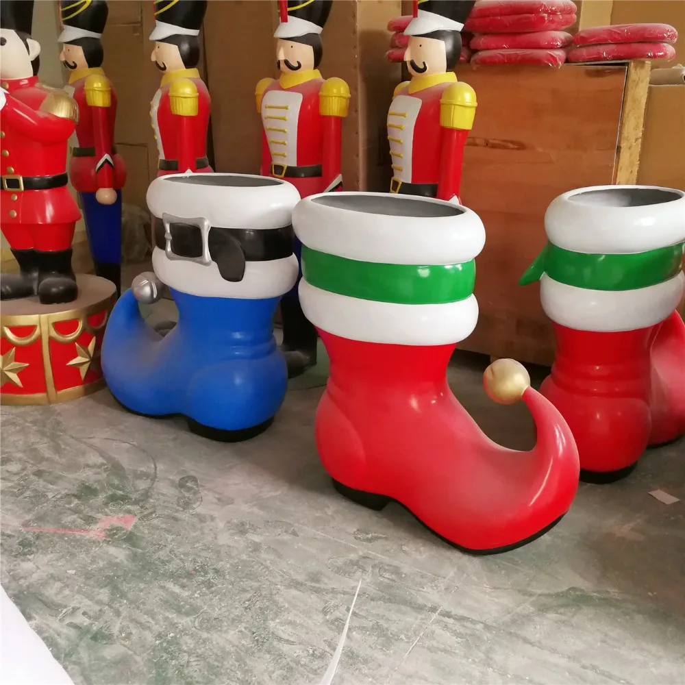 Outdoor Fibergl Large Santa Boots Statue For Christmas Fibergl Large Santa Boots Statue
