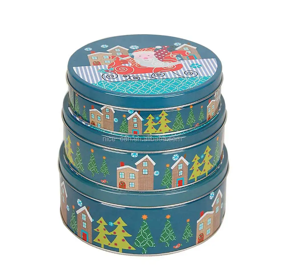 Custom 3 Sizes Round Train Set In Tin Box For Cookies Tin Box/biscuits