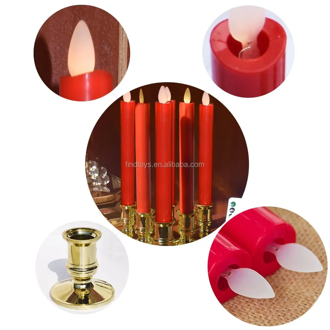 Battery Operated Colorful Flicker Flameless Taper Candle/long Led