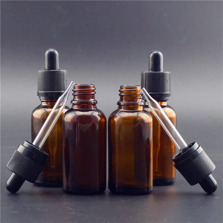 30ml Cylinder Amber Glass Tincture Bottles With Black Child Proof Lid ...