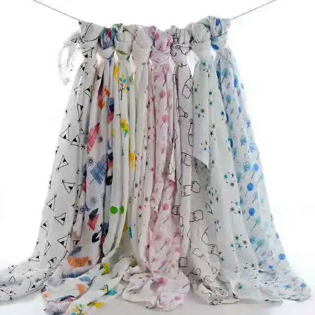 Promotion Organic Cotton Baby Muslin Wraps Reusable Swaddle Blankets