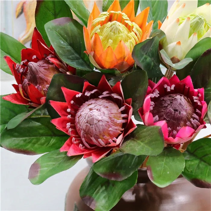 F1433 Hot Sale Factory Large Size Silk Artificial Protea Red King