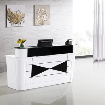 Furniture Wooden Counter Modern Curved Beauty Nail Salon Office