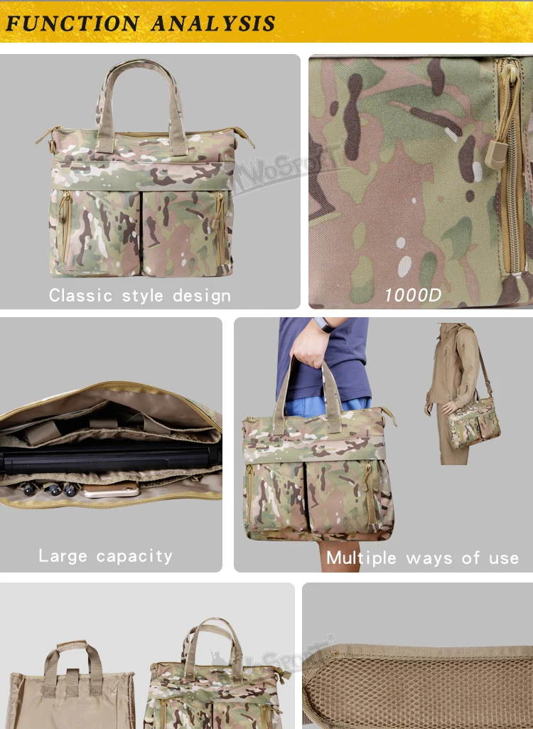 Wosport Lightweight Military Tactical Laptop Bag Handle Large Capacity Outdoor Travel Laptop Bag