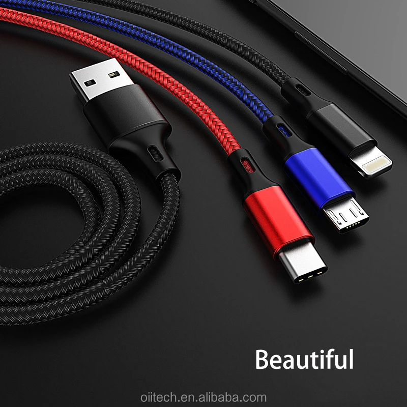 1m or custom High quality cheap 3 in 1 usb data cable for smartphone - ANKUX.COM