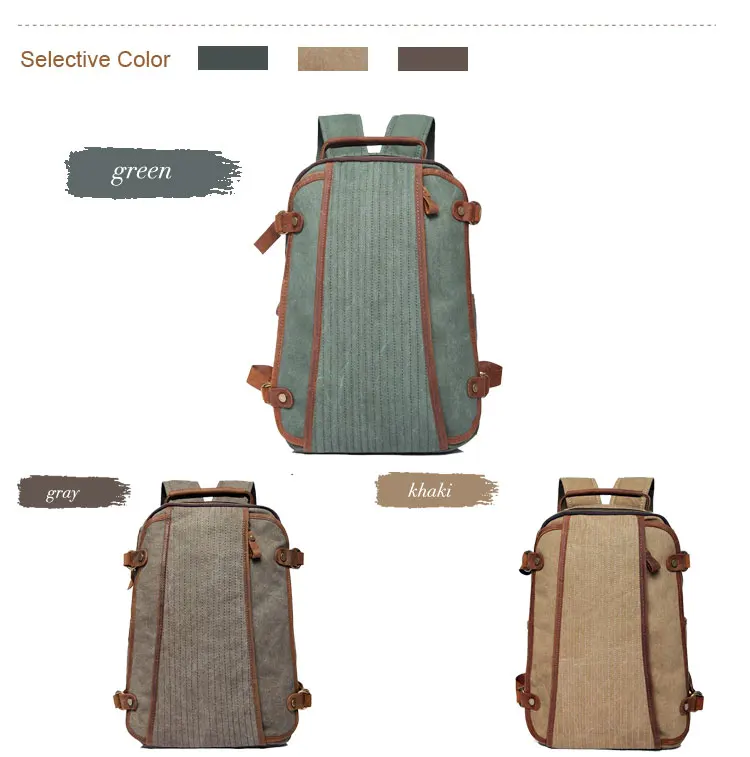 New design blank washed cotton canvas hiking leisure vintage rucksack satchel backpack back pack bags 2018